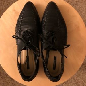 Black pleather cutout oxfords